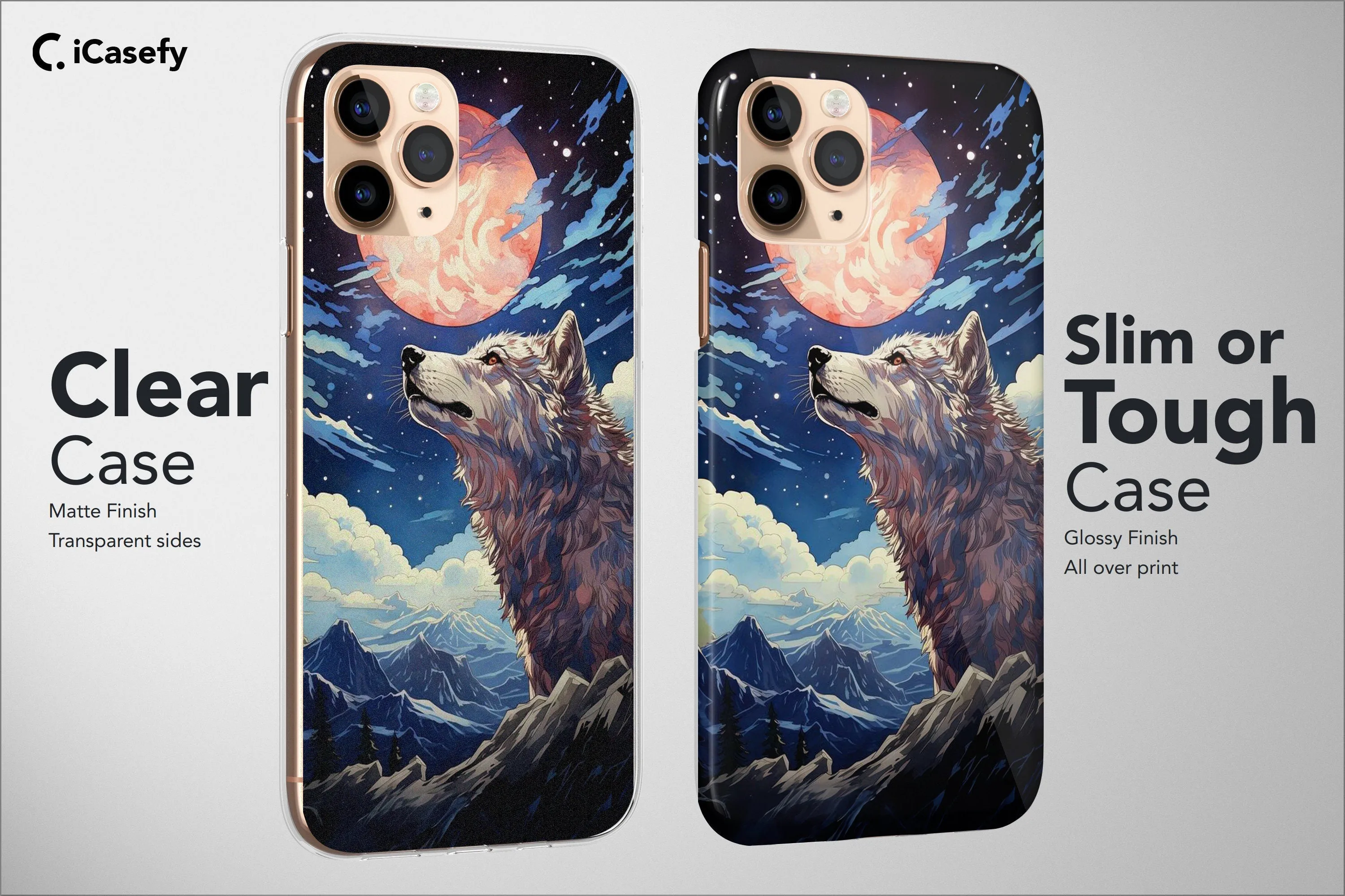 Wolf Phone Case Floral Sky Mon Animal Watercolor Cover