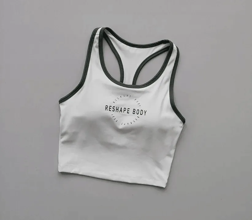 Women Sports Bra Vest Crew Neck Padded Running Top - 8802