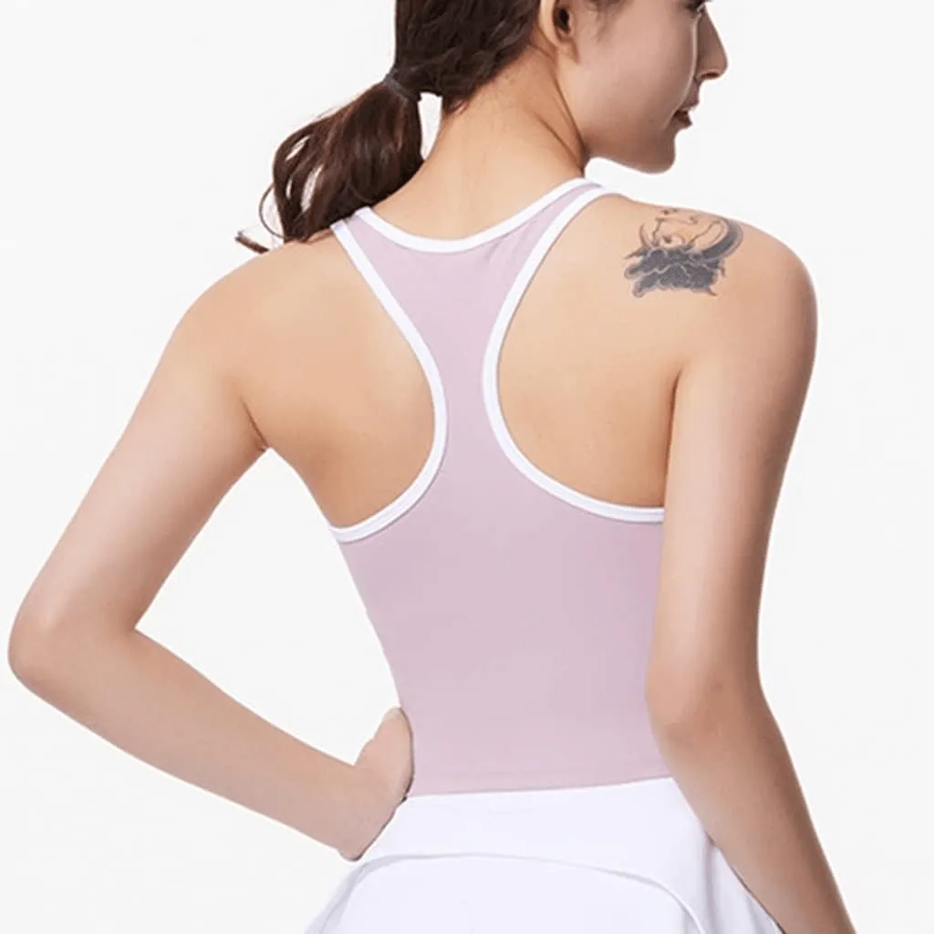 Women Sports Bra Vest Crew Neck Padded Running Top - 8802