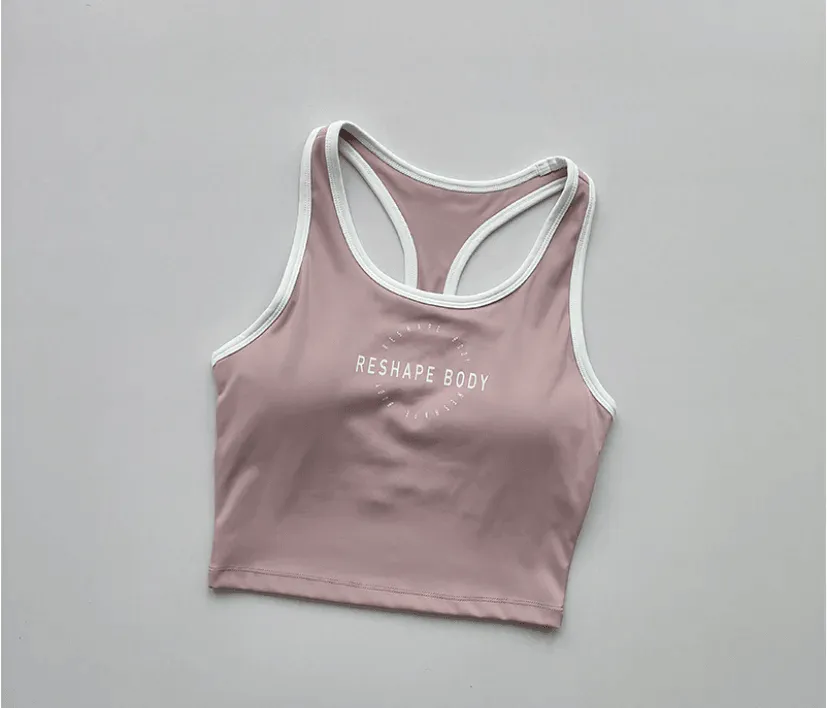 Women Sports Bra Vest Crew Neck Padded Running Top - 8802