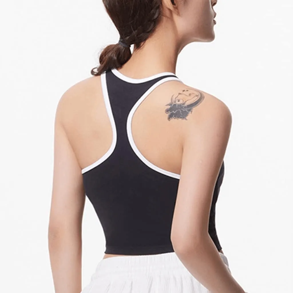 Women Sports Bra Vest Crew Neck Padded Running Top - 8802