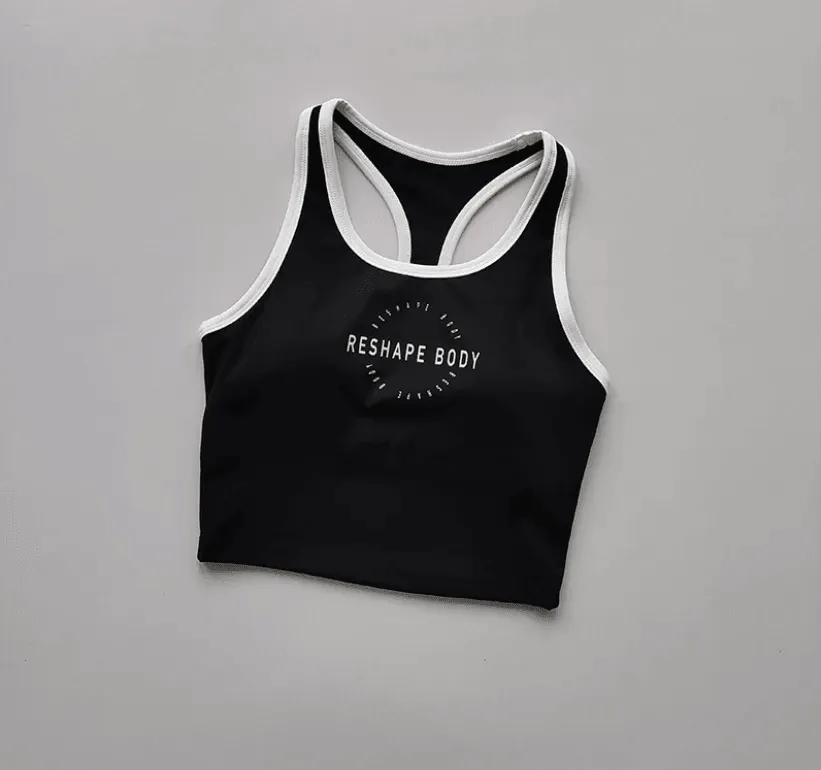 Women Sports Bra Vest Crew Neck Padded Running Top - 8802