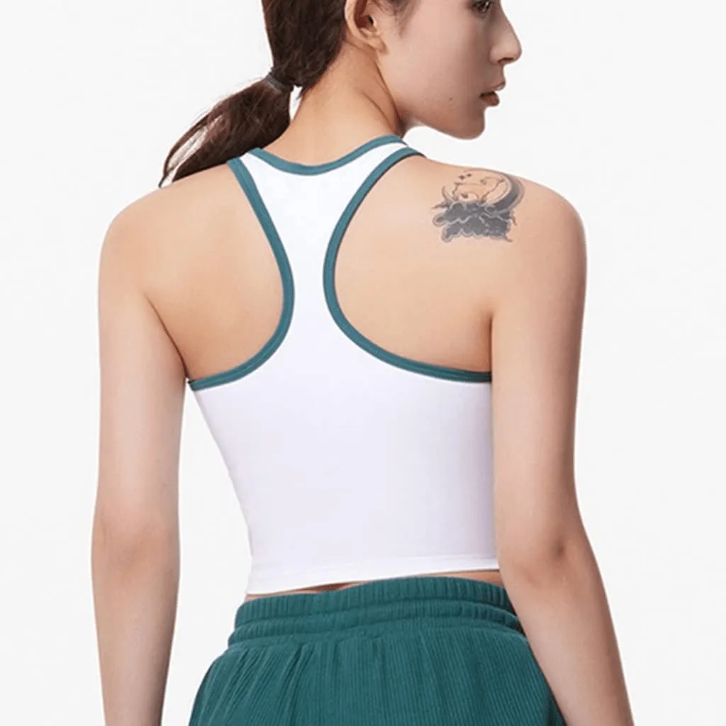 Women Sports Bra Vest Crew Neck Padded Running Top - 8802