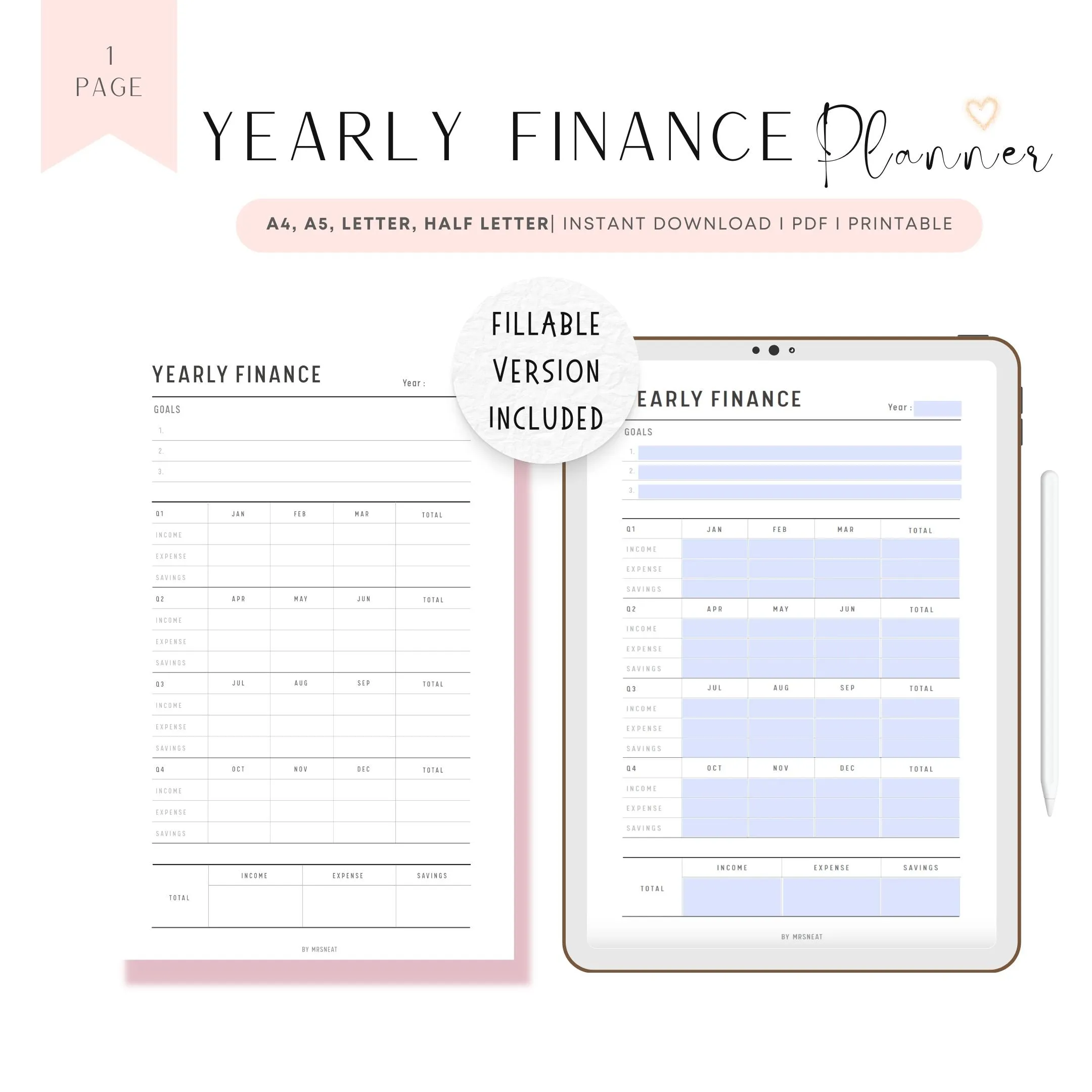 Yearly Financial Planner - M070