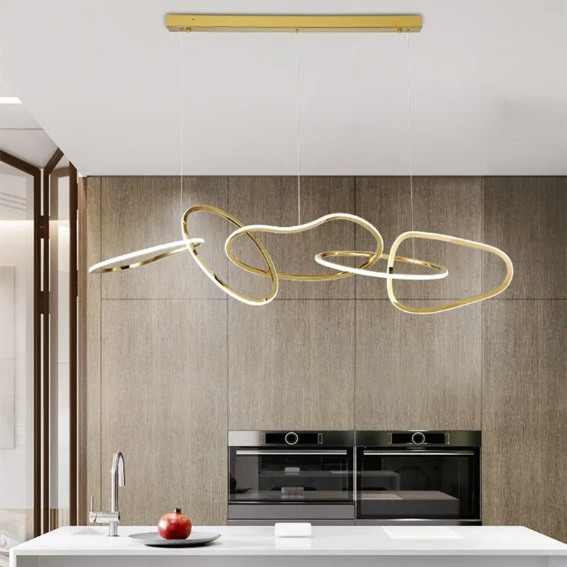 YLK Damarion Design Ring Led Chandelier Luxury Home Decor Gold Hanging Light