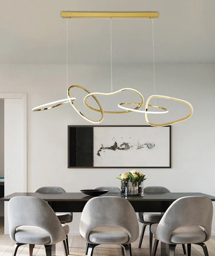 YLK Damarion Design Ring Led Chandelier Luxury Home Decor Gold Hanging Light