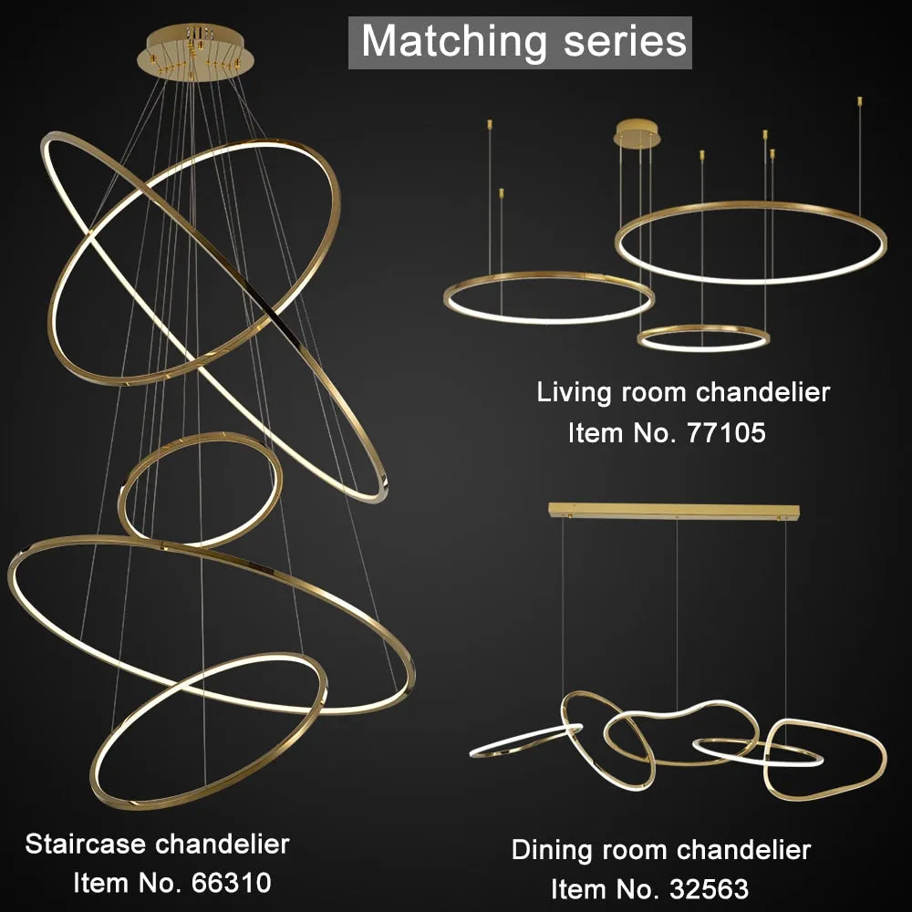 YLK Damarion Design Ring Led Chandelier Luxury Home Decor Gold Hanging Light