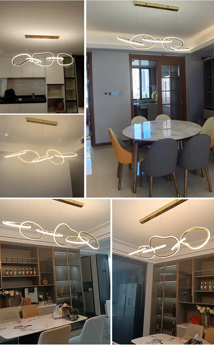 YLK Damarion Design Ring Led Chandelier Luxury Home Decor Gold Hanging Light