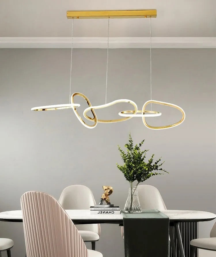 YLK Damarion Design Ring Led Chandelier Luxury Home Decor Gold Hanging Light