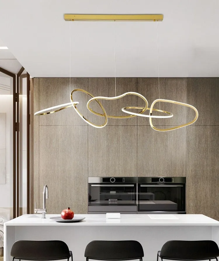 YLK Damarion Design Ring Led Chandelier Luxury Home Decor Gold Hanging Light