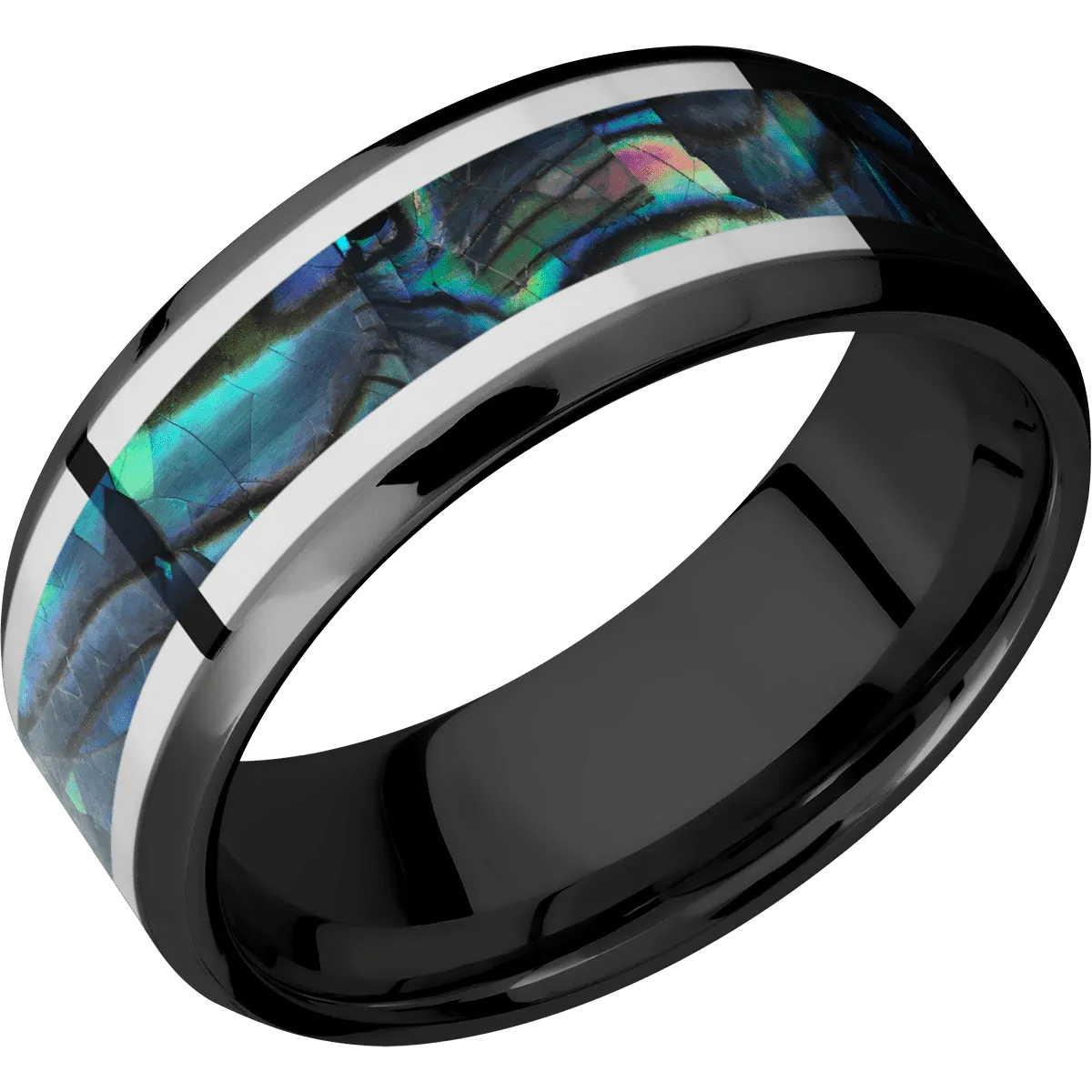 Zirconium with Polish , Polish Finish and Sterling Silver Inlay